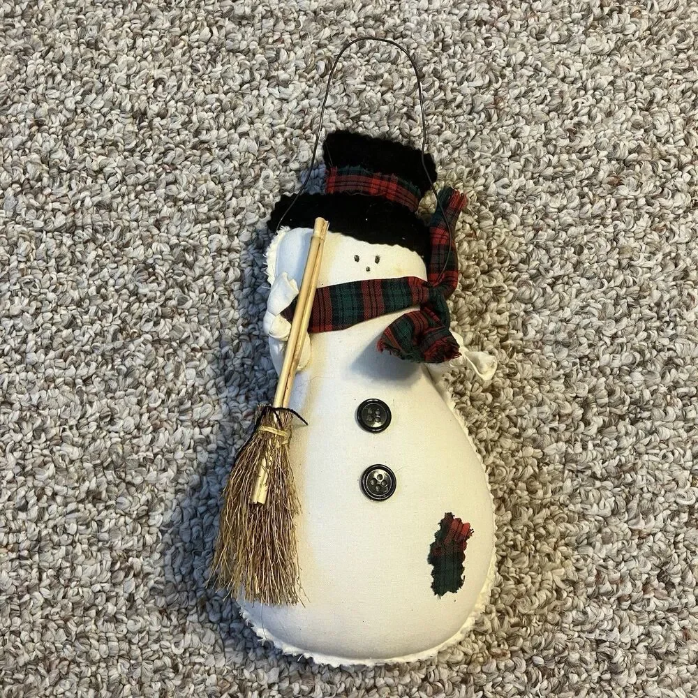 Hanging Handmade Christmas Snowman Holiday Decoration Winter Handmade Cute Broom